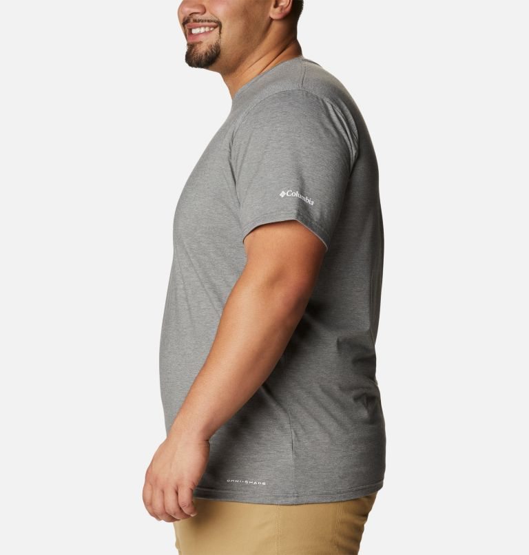 Men's Columbia Sun Trek Short Sleeve Graphic T Shirts Grey | Plus Size CA-I43LC